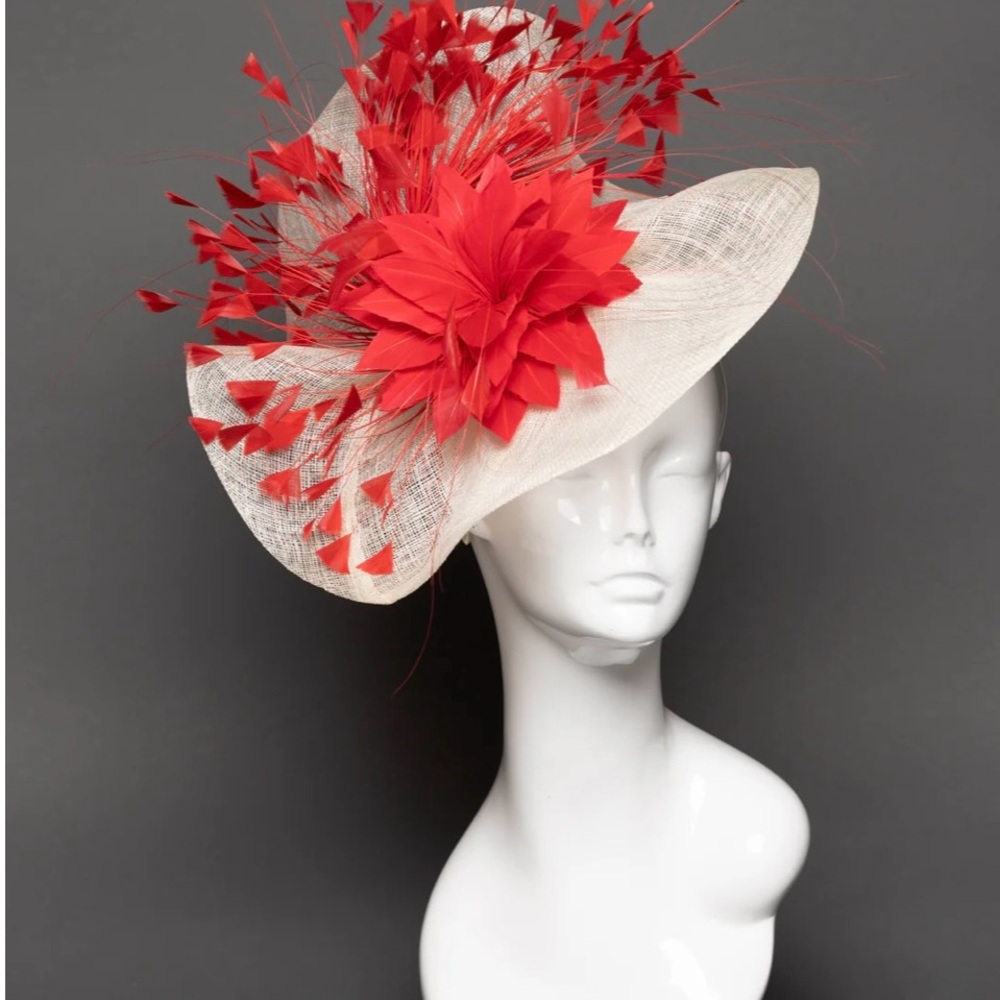 Elegant Red and Cream Fascinator